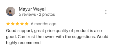 Google review by Mayur Wayal